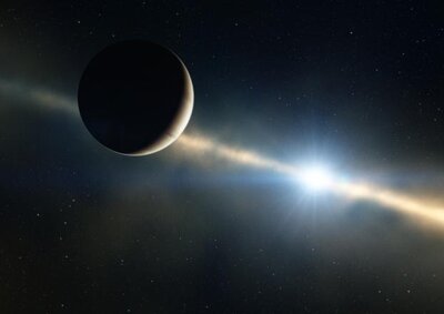Vue d'artiste de l'exoplanète ß Pictoris b tournant autour de son étoile&nbsp;(...)